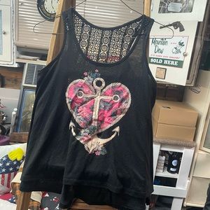 Adorable,Anchor tank top Black MEDIUM
